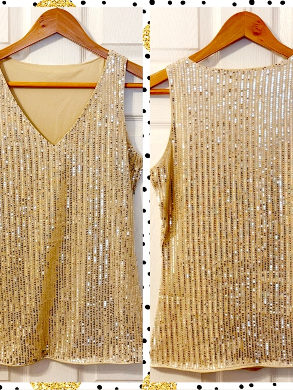 ✨ Gold Sequin Party/Holiday Top - Size S